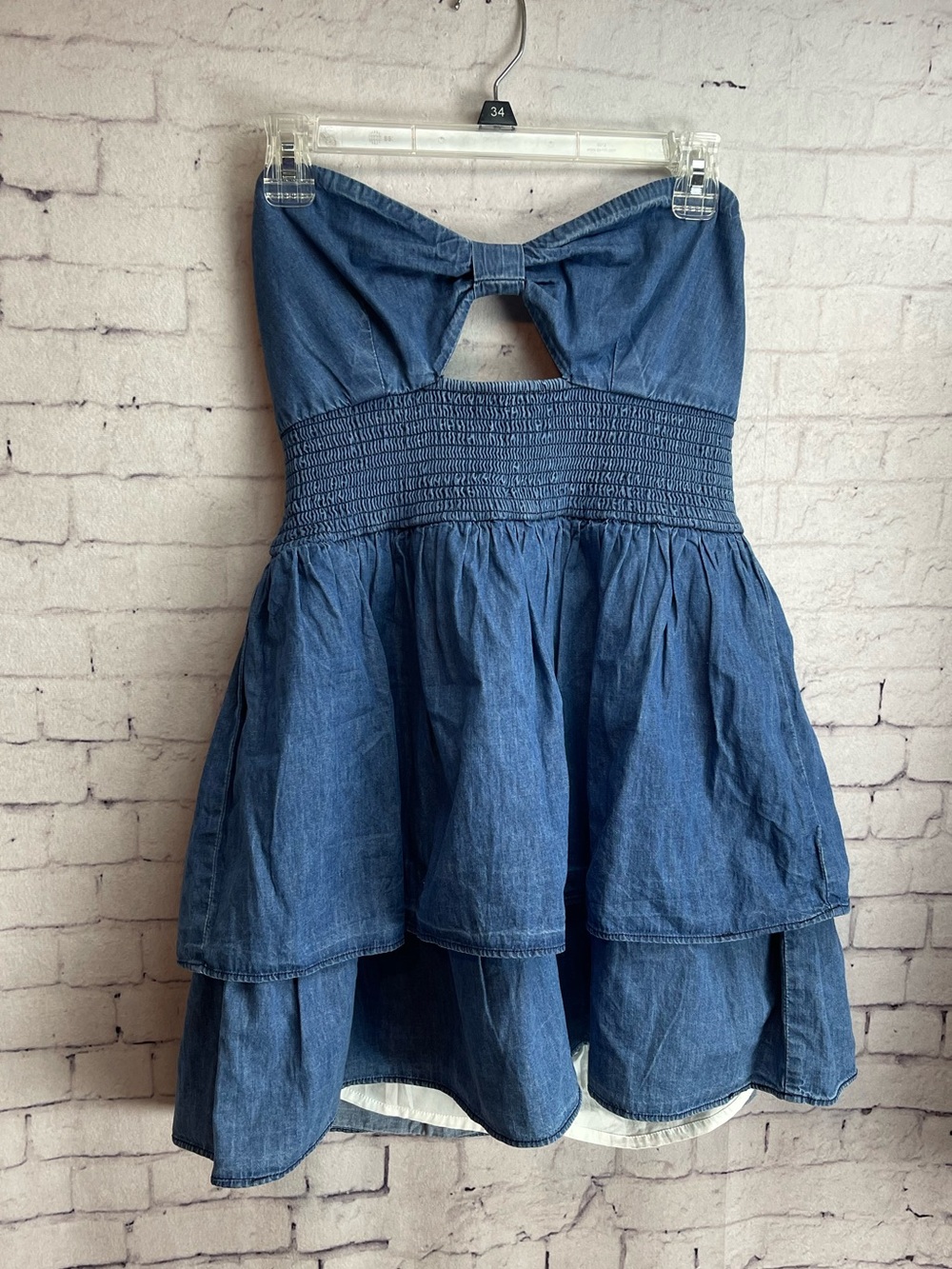Shore size large strapless denim mini dress